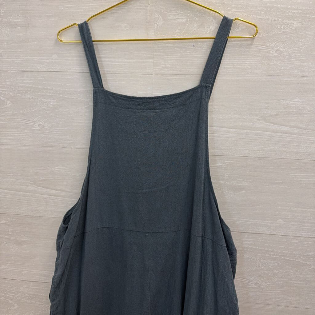 Blue Wide Leg Overall Jumpsuit Medium