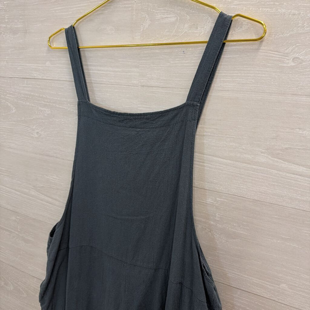 Blue Wide Leg Overall Jumpsuit Medium