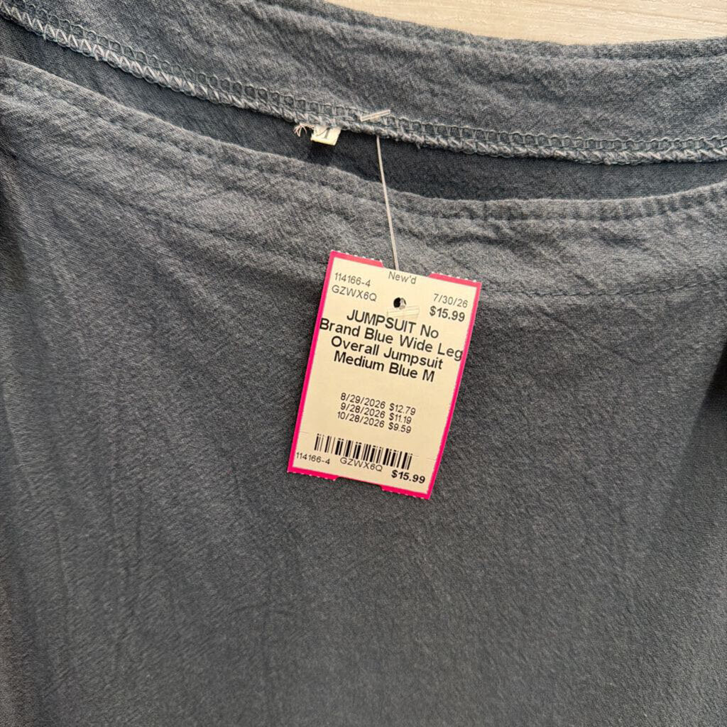 Blue Wide Leg Overall Jumpsuit Medium
