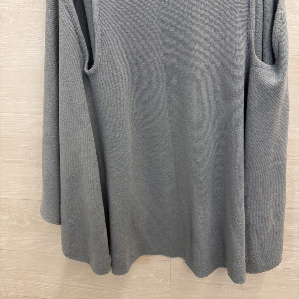 Janice Apparel Blue Knit Draped Sleeveless Open Front Sweater One Size