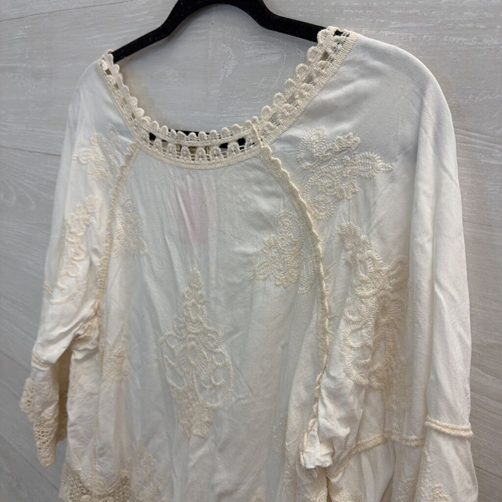 Democracy Cream Embroidered Long Sleeve Top Medium