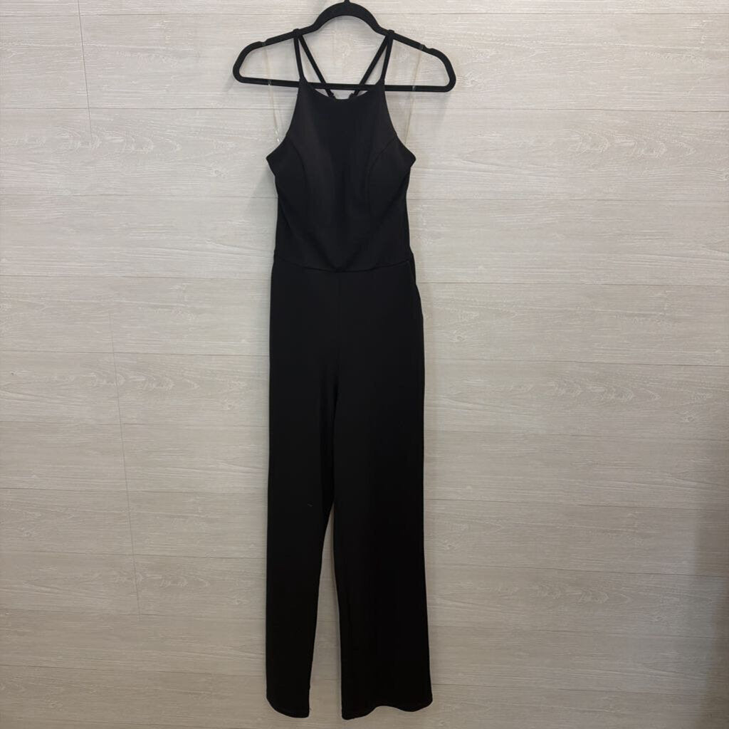 Speechless Black Sleeveless Lace Back Jumpsuit Medium