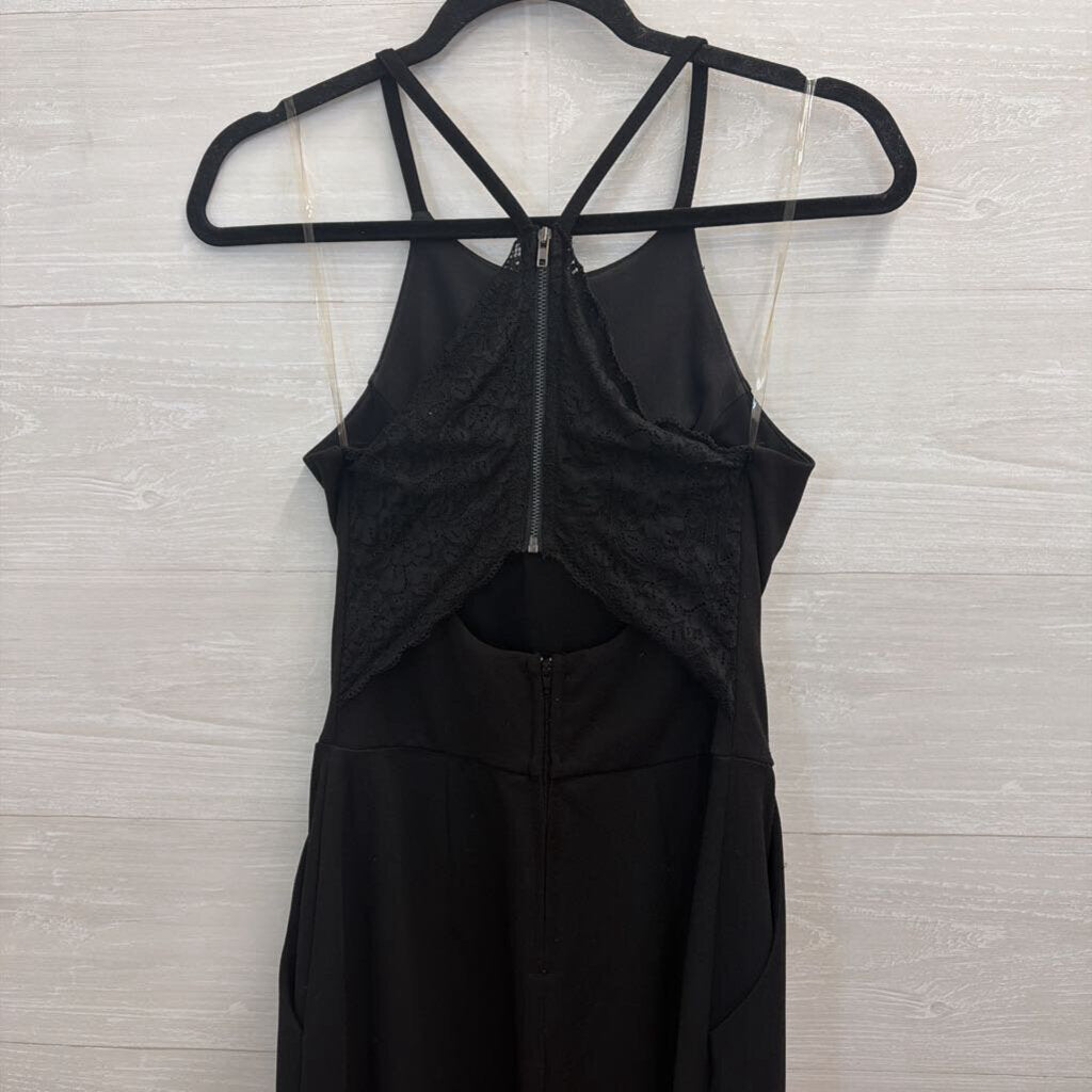 Speechless Black Sleeveless Lace Back Jumpsuit Medium