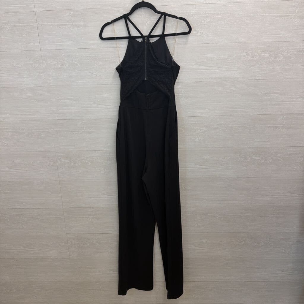 Speechless Black Sleeveless Lace Back Jumpsuit Medium