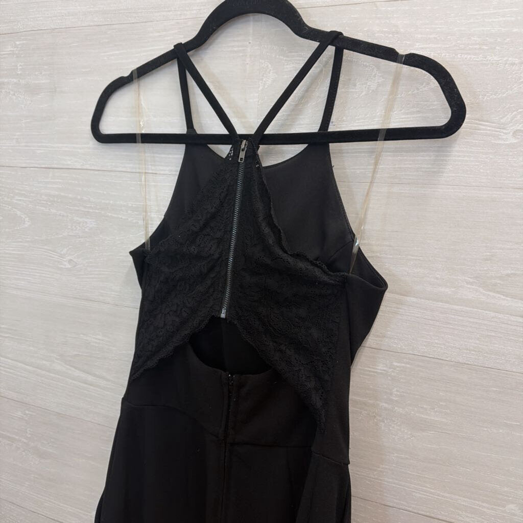 Speechless Black Sleeveless Lace Back Jumpsuit Medium