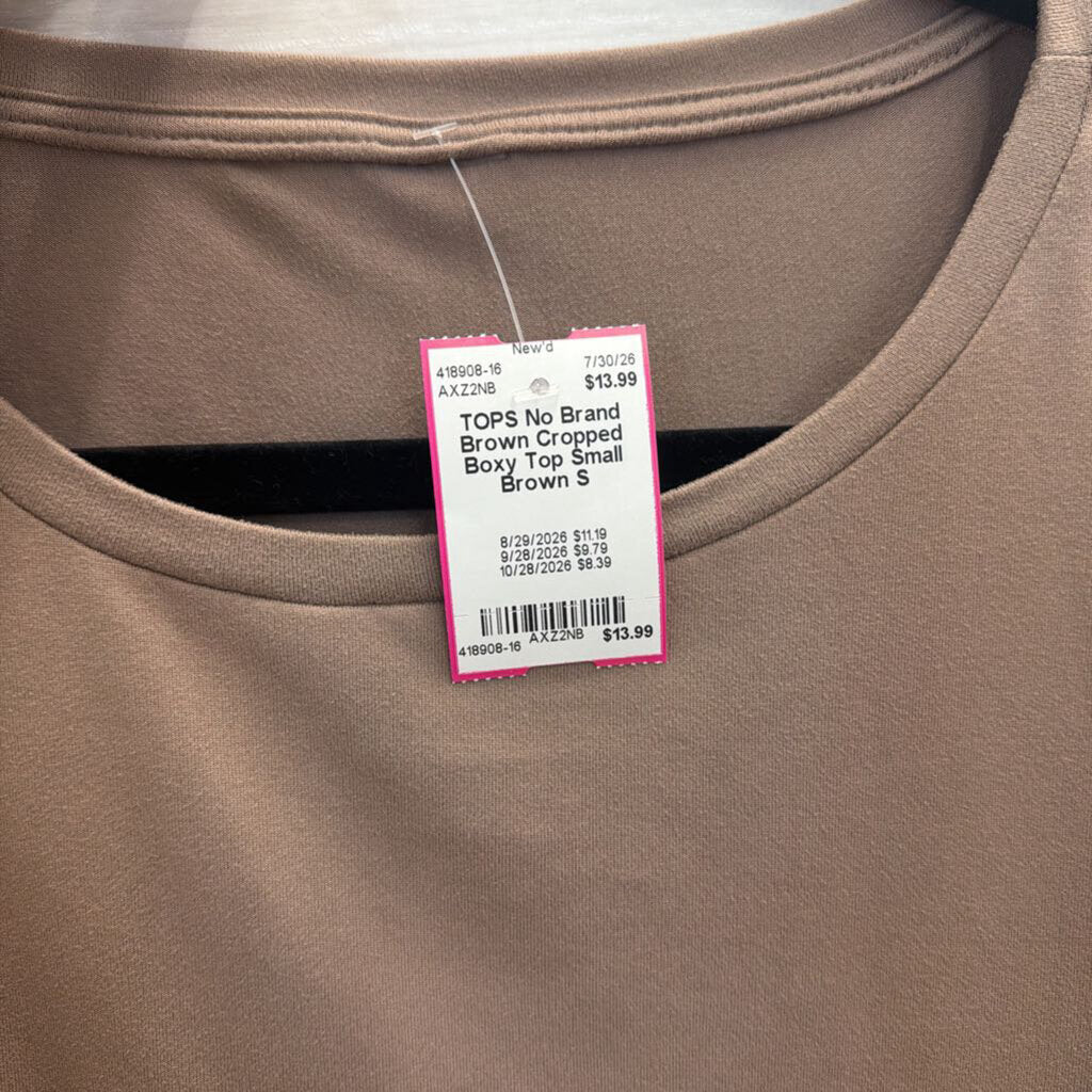 Brown Cropped Boxy Top Small