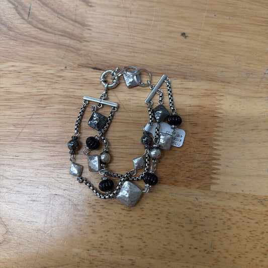 Silver/ Black Layered Bracelet