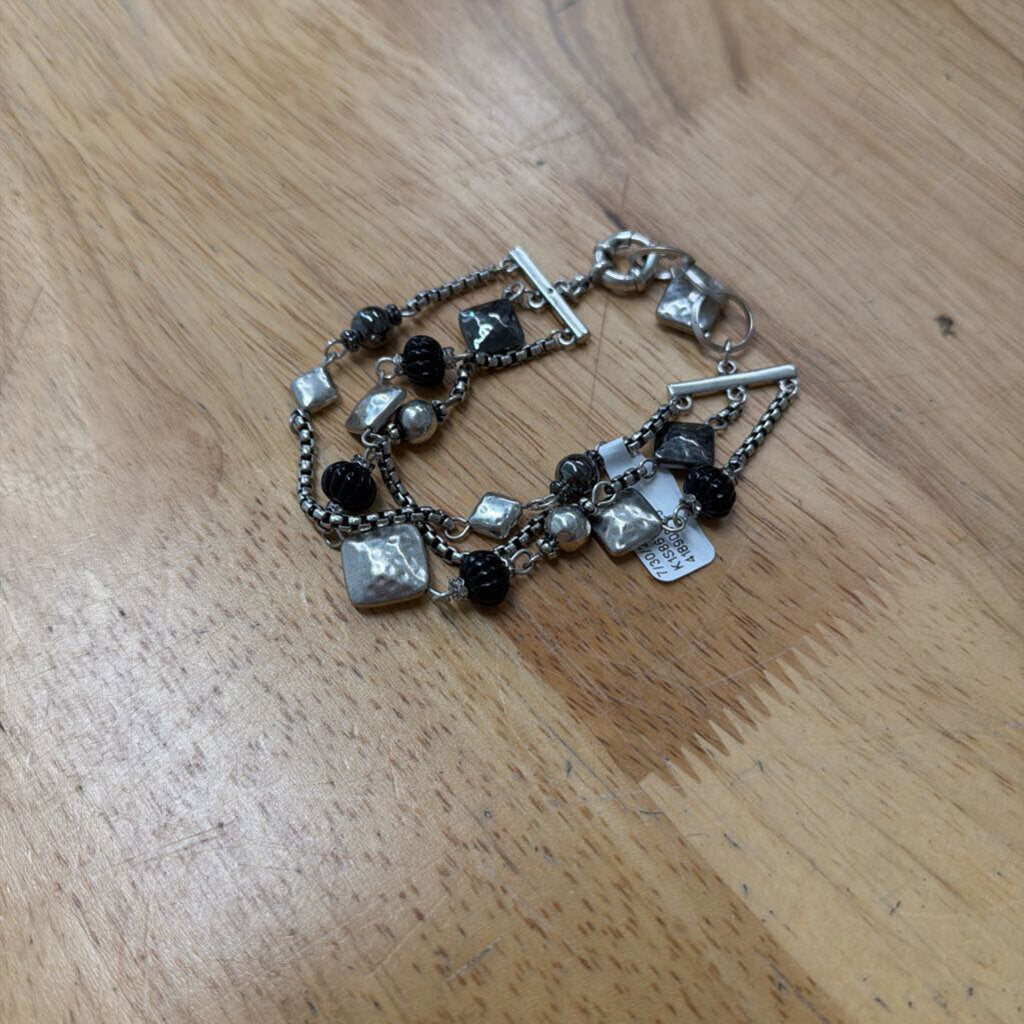 Silver/ Black Layered Bracelet
