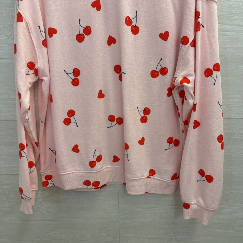 Grayson Threads Pink Cherry Print Long Sleeve Pullover Small