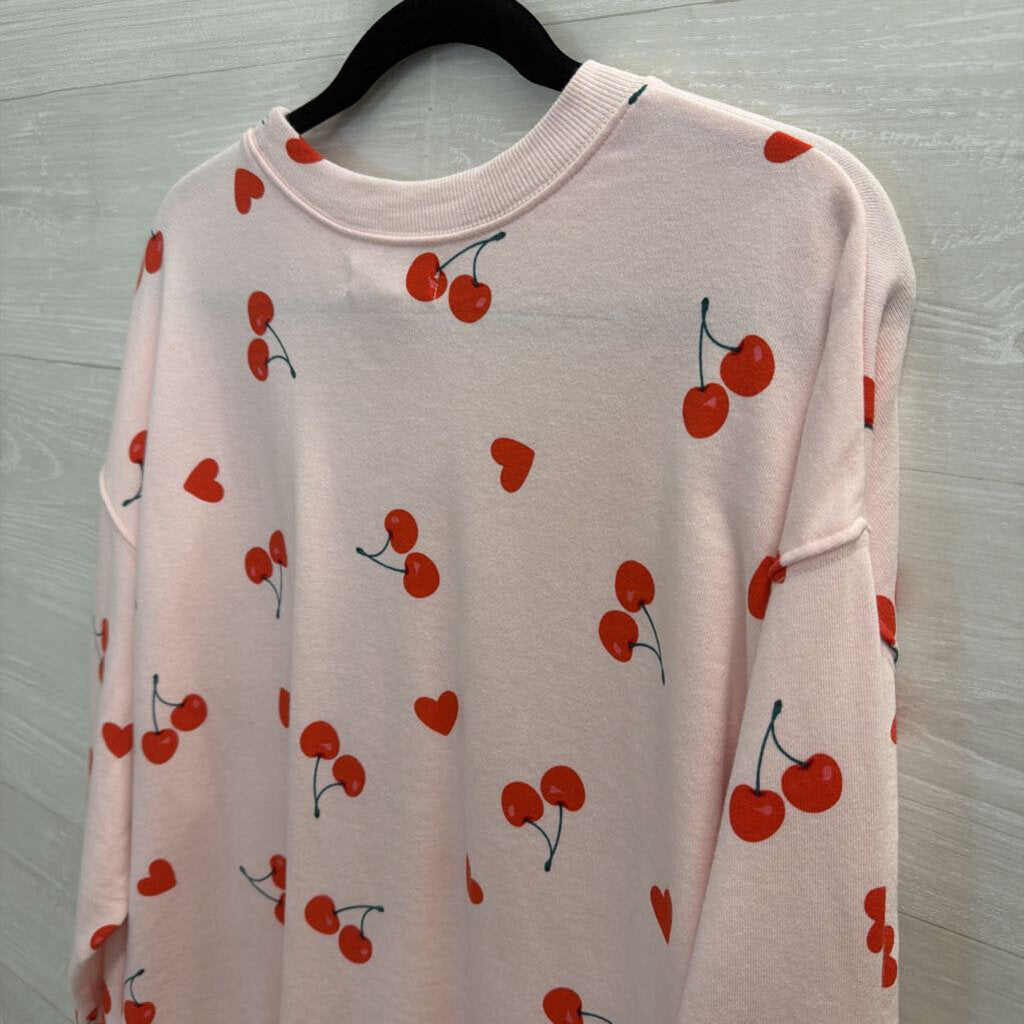 Grayson Threads Pink Cherry Print Long Sleeve Pullover Small