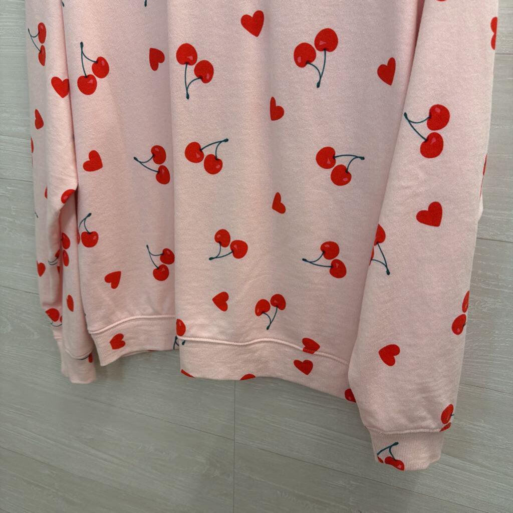 Grayson Threads Pink Cherry Print Long Sleeve Pullover Small