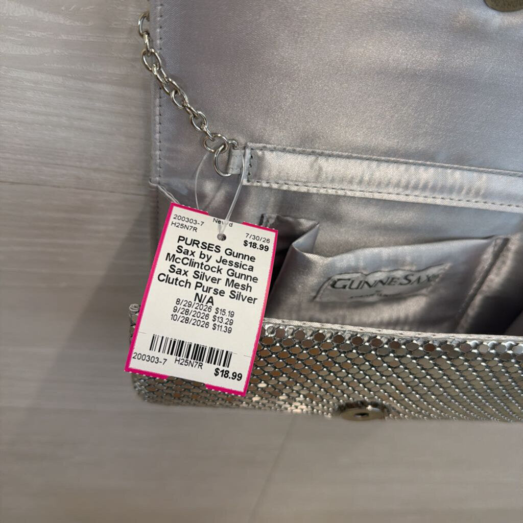 Gunne Sax Silver Mesh Clutch Purse