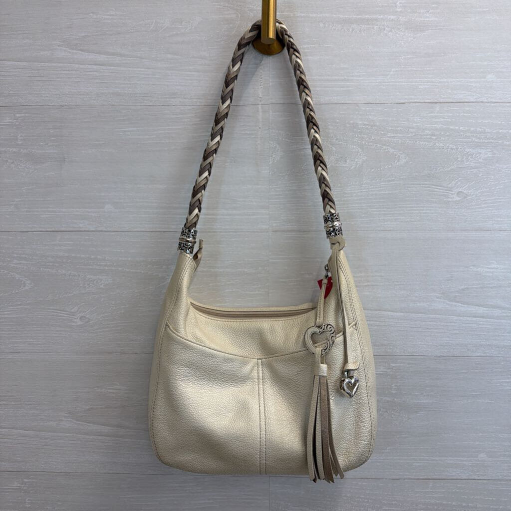 Brighton Cream Leather Barbados Hobo Purse