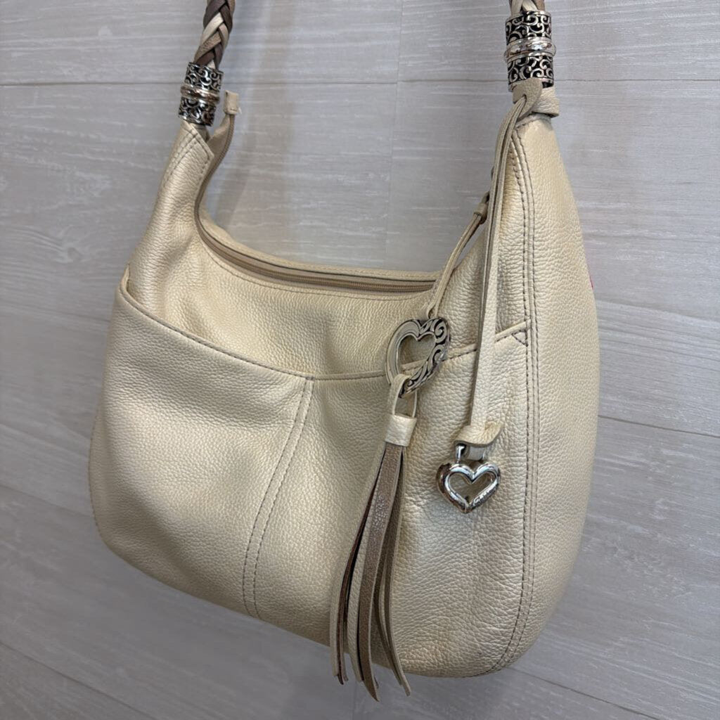 Brighton Cream Leather Barbados Hobo Purse