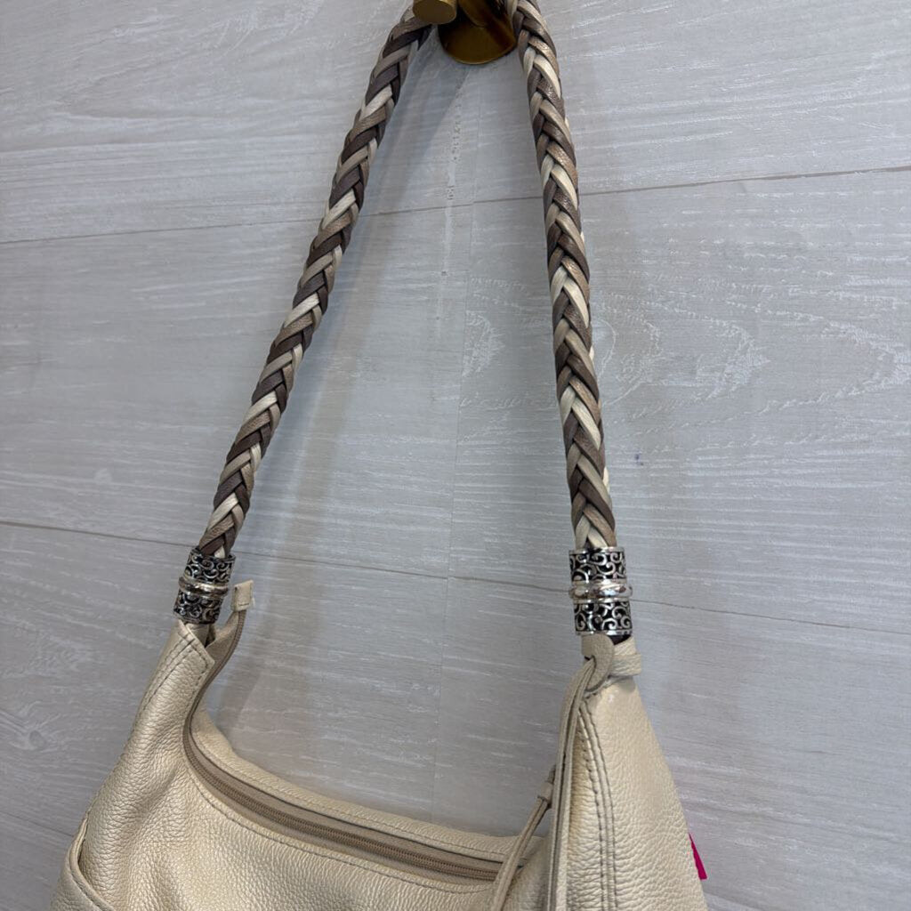 Brighton Cream Leather Barbados Hobo Purse
