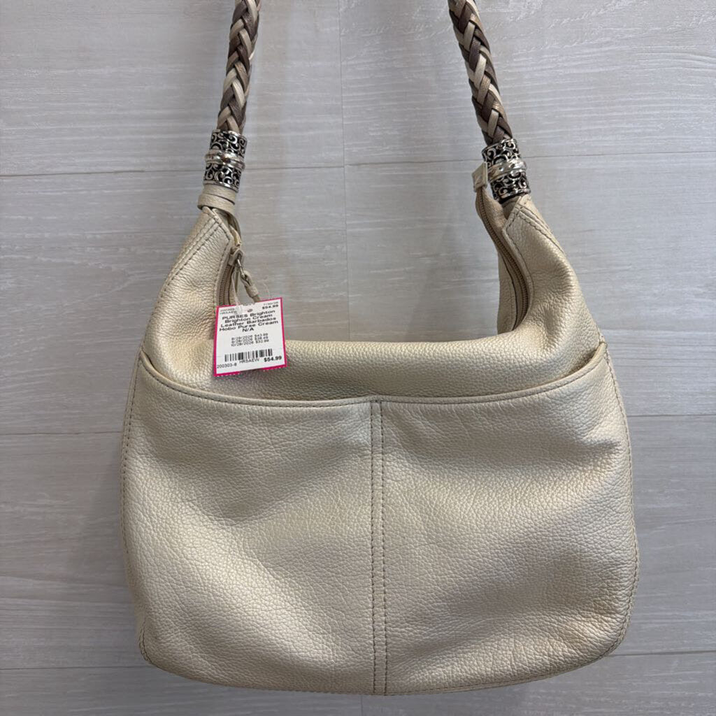 Brighton Cream Leather Barbados Hobo Purse
