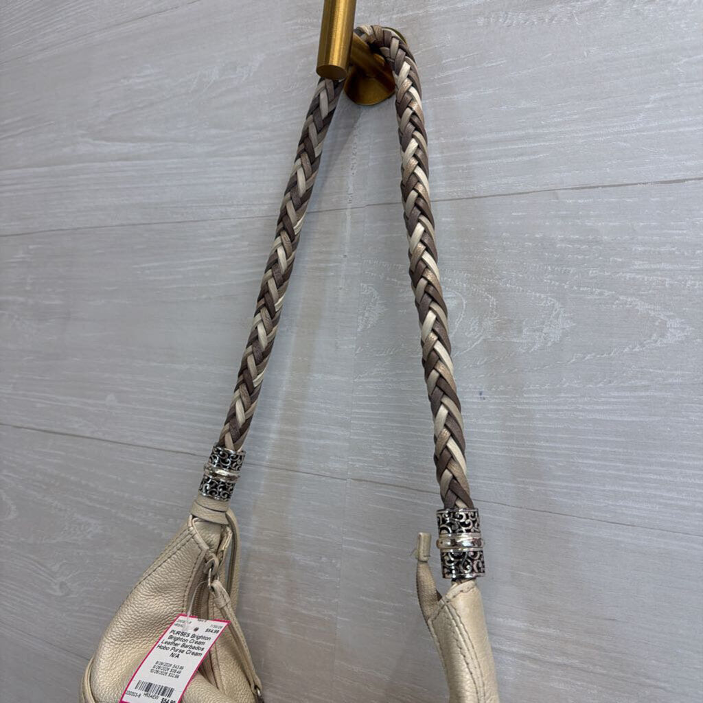 Brighton Cream Leather Barbados Hobo Purse