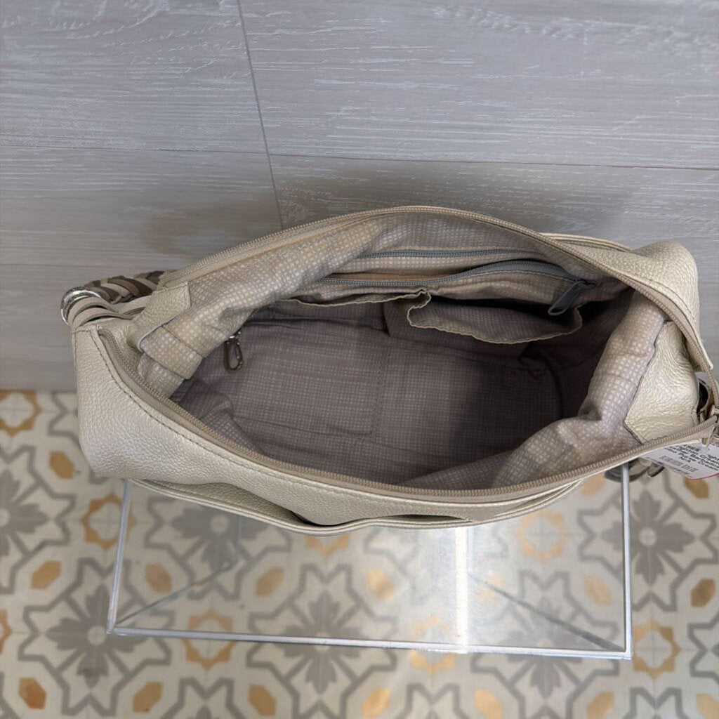 Brighton Cream Leather Barbados Hobo Purse