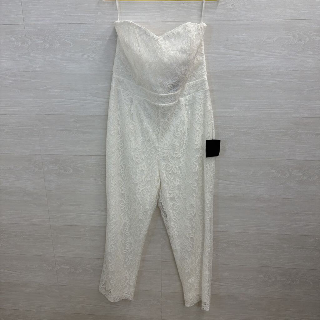 Lulus White Lace Strapless Jumpsuit Extra Large