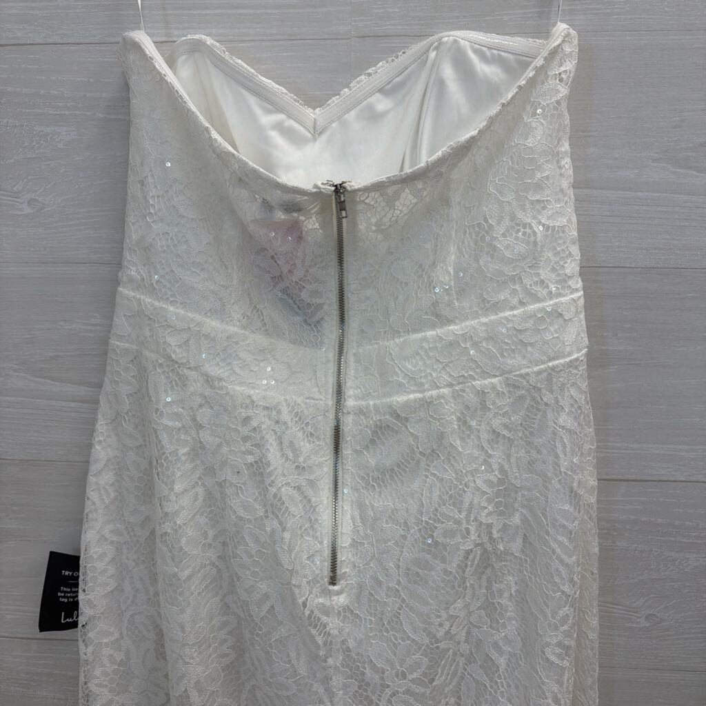 Lulus White Lace Strapless Jumpsuit Extra Large