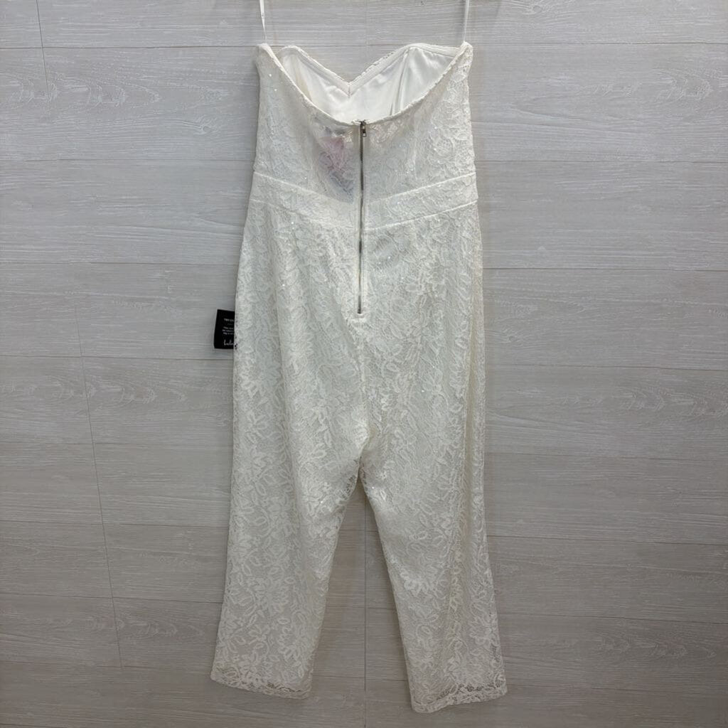 Lulus White Lace Strapless Jumpsuit Extra Large