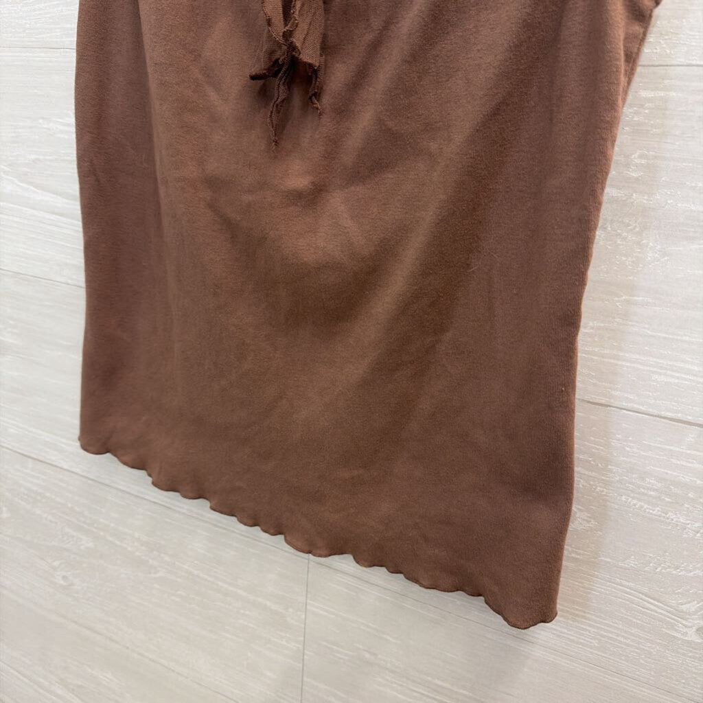 Language Los Angeles Brown Ruffle Strap Tank Top Large