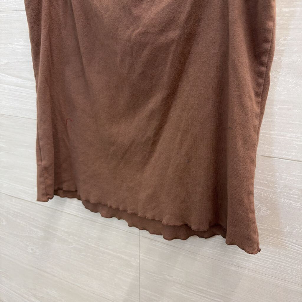 Language Los Angeles Brown Ruffle Strap Tank Top Large