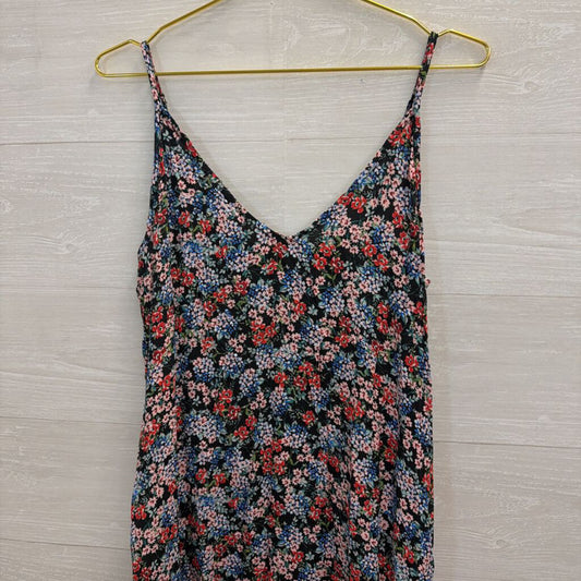 Karen Kane Black/ Multi Floral Print Midi Dress Medium