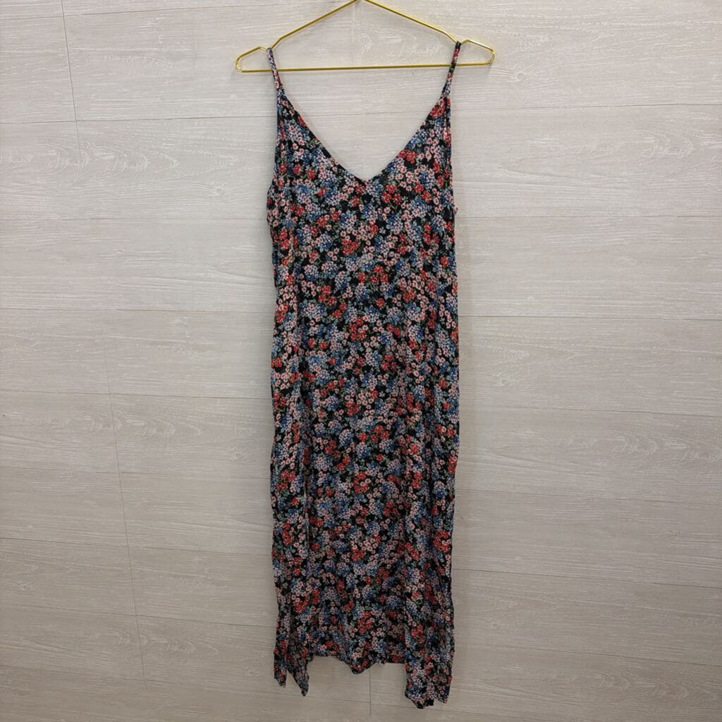 Karen Kane Black/ Multi Floral Print Midi Dress Medium