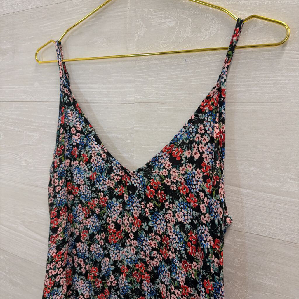 Karen Kane Black/ Multi Floral Print Midi Dress Medium