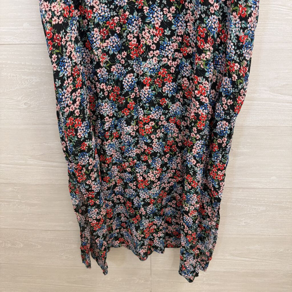 Karen Kane Black/ Multi Floral Print Midi Dress Medium