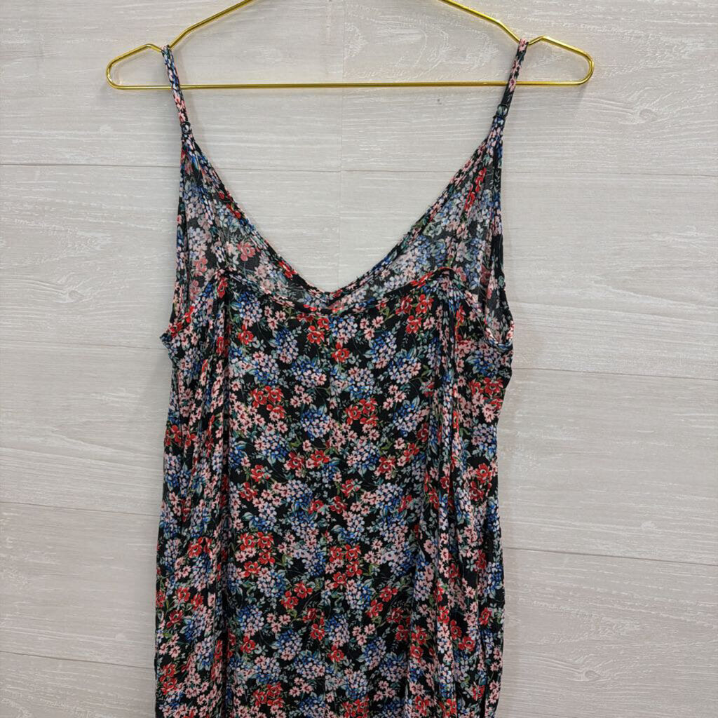 Karen Kane Black/ Multi Floral Print Midi Dress Medium