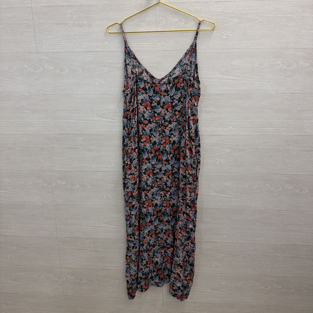 Karen Kane Black/ Multi Floral Print Midi Dress Medium