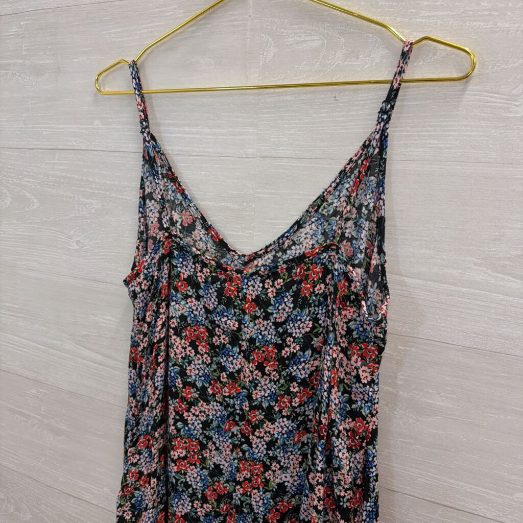 Karen Kane Black/ Multi Floral Print Midi Dress Medium
