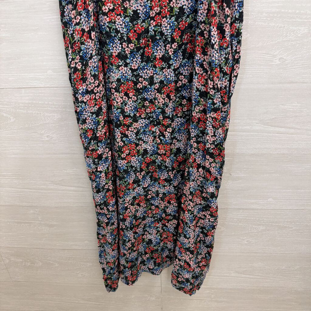 Karen Kane Black/ Multi Floral Print Midi Dress Medium