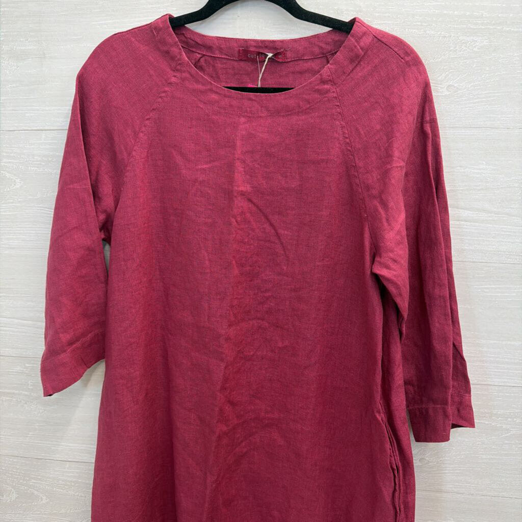 Cut Loose Purple 100% Linen Long Sleeve Shift Dress Small