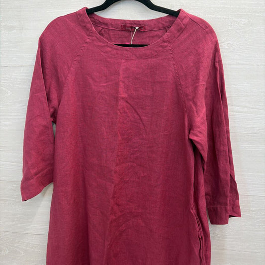 Cut Loose Purple 100% Linen Long Sleeve Shift Dress Small