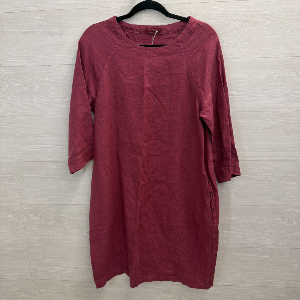 Cut Loose Purple 100% Linen Long Sleeve Shift Dress Small