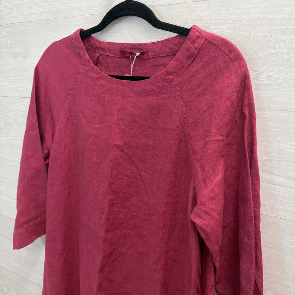Cut Loose Purple 100% Linen Long Sleeve Shift Dress Small