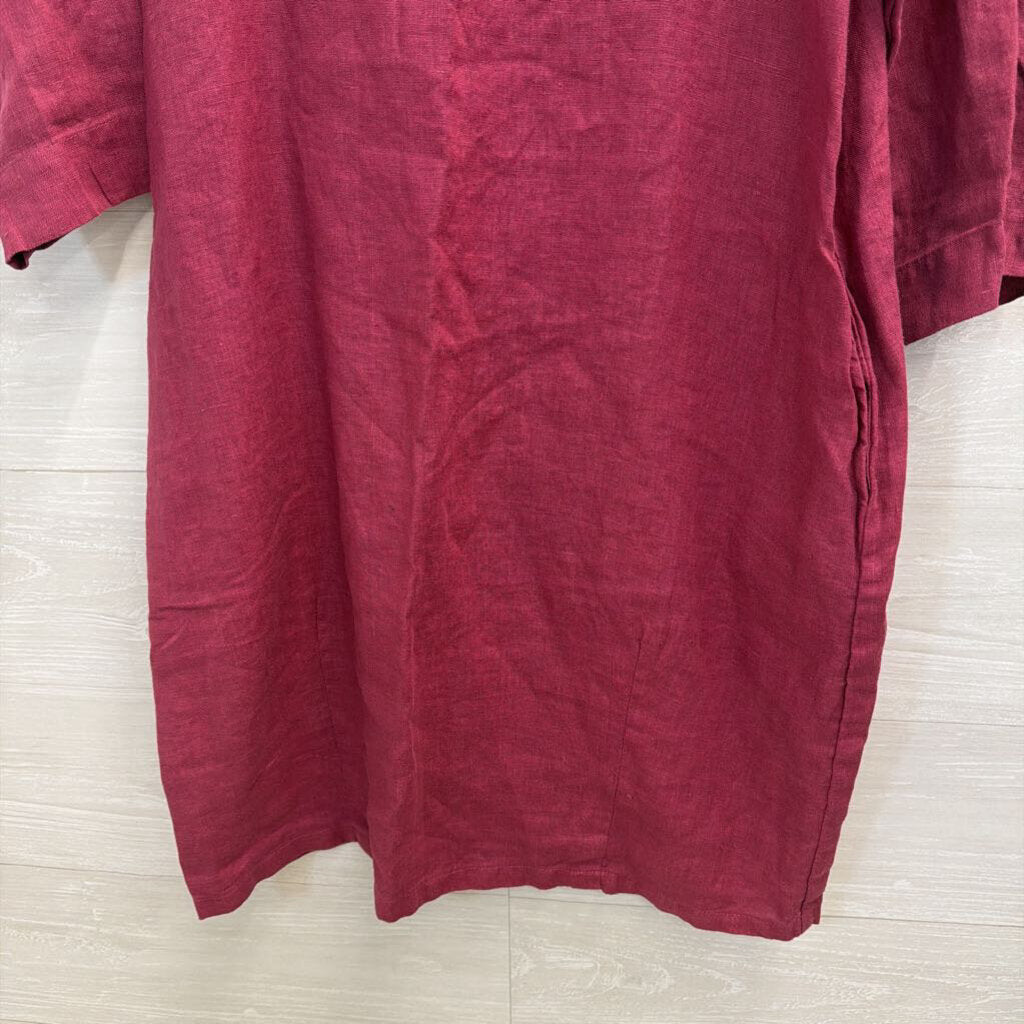 Cut Loose Purple 100% Linen Long Sleeve Shift Dress Small
