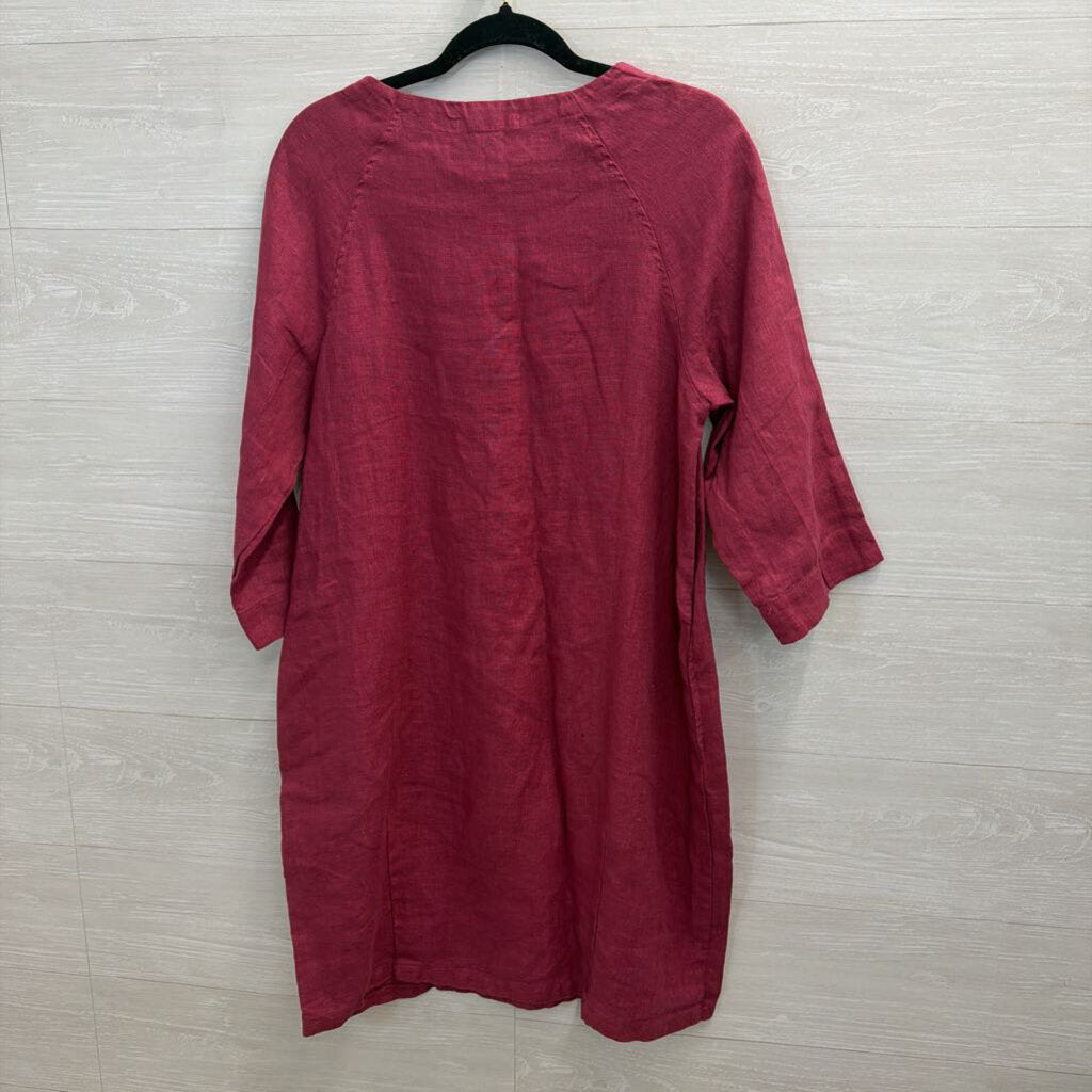 Cut Loose Purple 100% Linen Long Sleeve Shift Dress Small