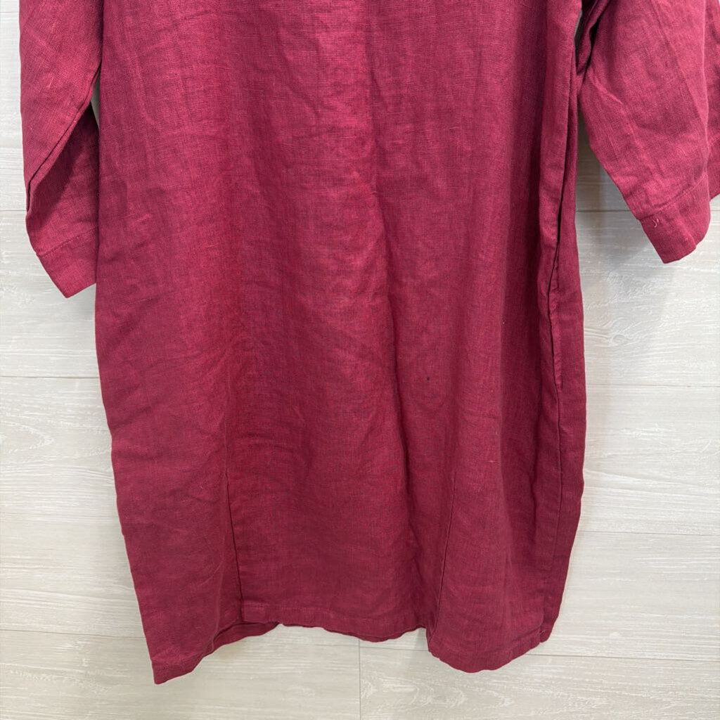 Cut Loose Purple 100% Linen Long Sleeve Shift Dress Small