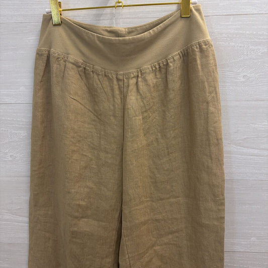 Cut Loose Brown 100% Linen Wide Leg Pull On Pants Small