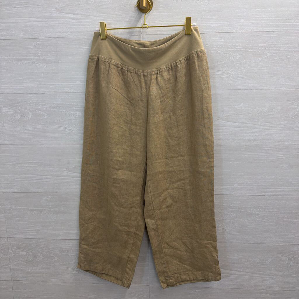 Cut Loose Brown 100% Linen Wide Leg Pull On Pants Small