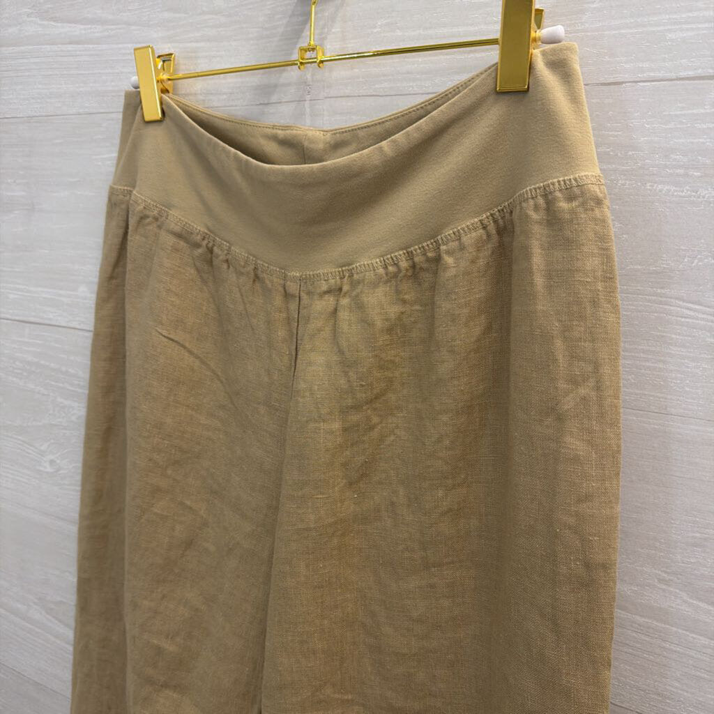 Cut Loose Brown 100% Linen Wide Leg Pull On Pants Small