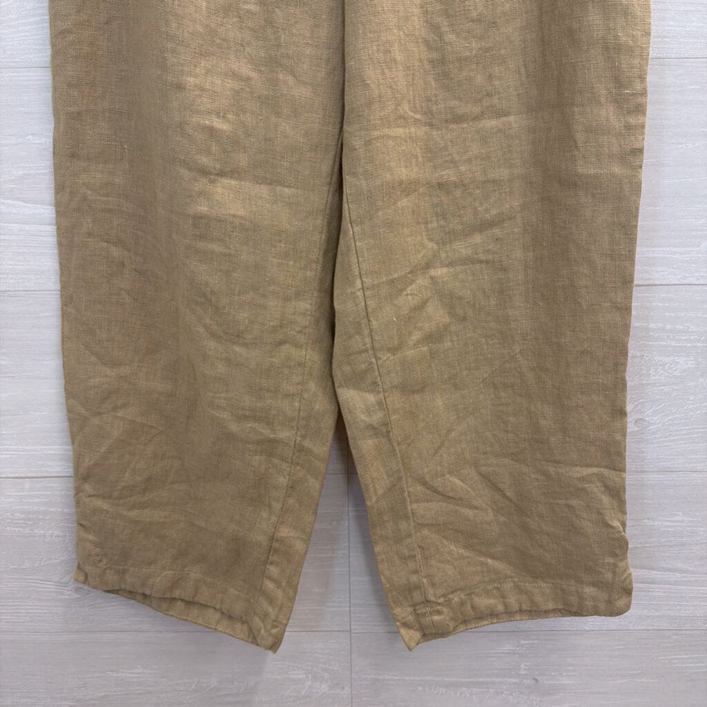 Cut Loose Brown 100% Linen Wide Leg Pull On Pants Small