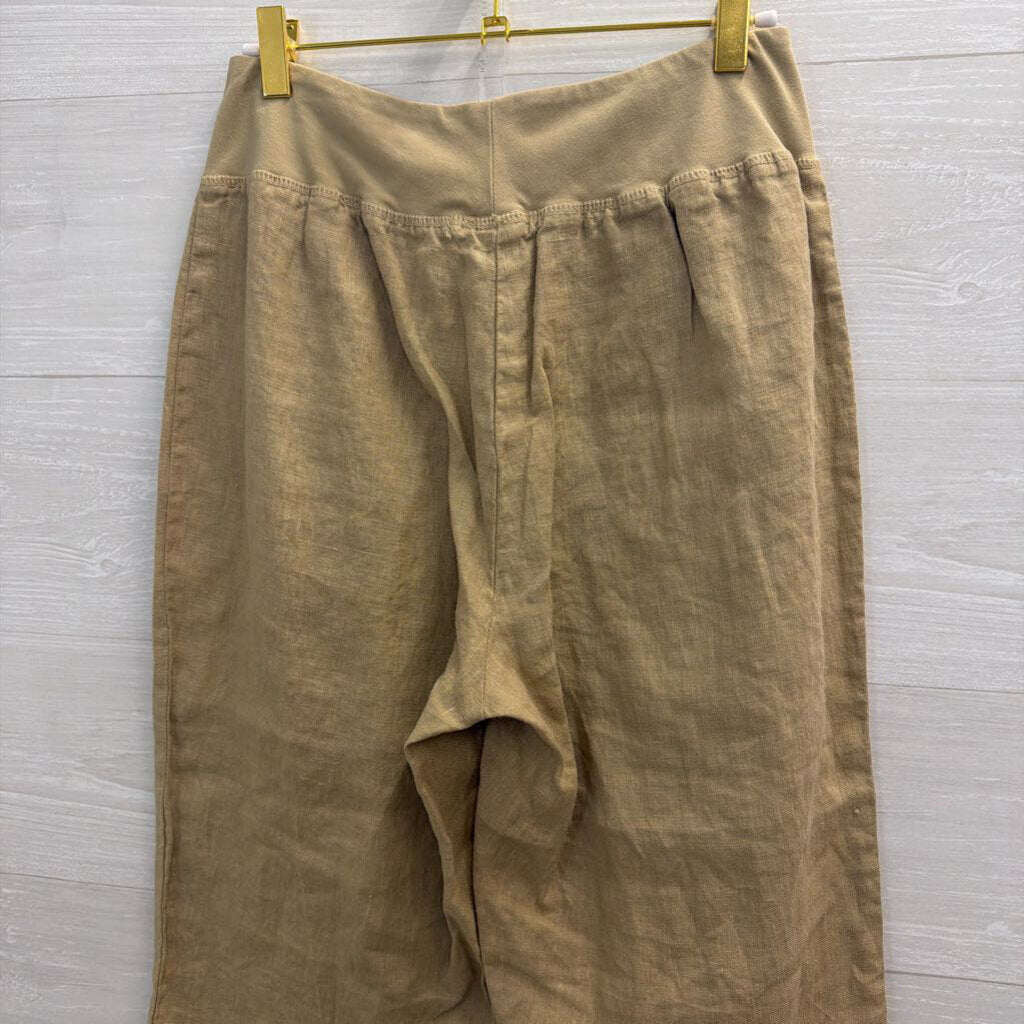Cut Loose Brown 100% Linen Wide Leg Pull On Pants Small