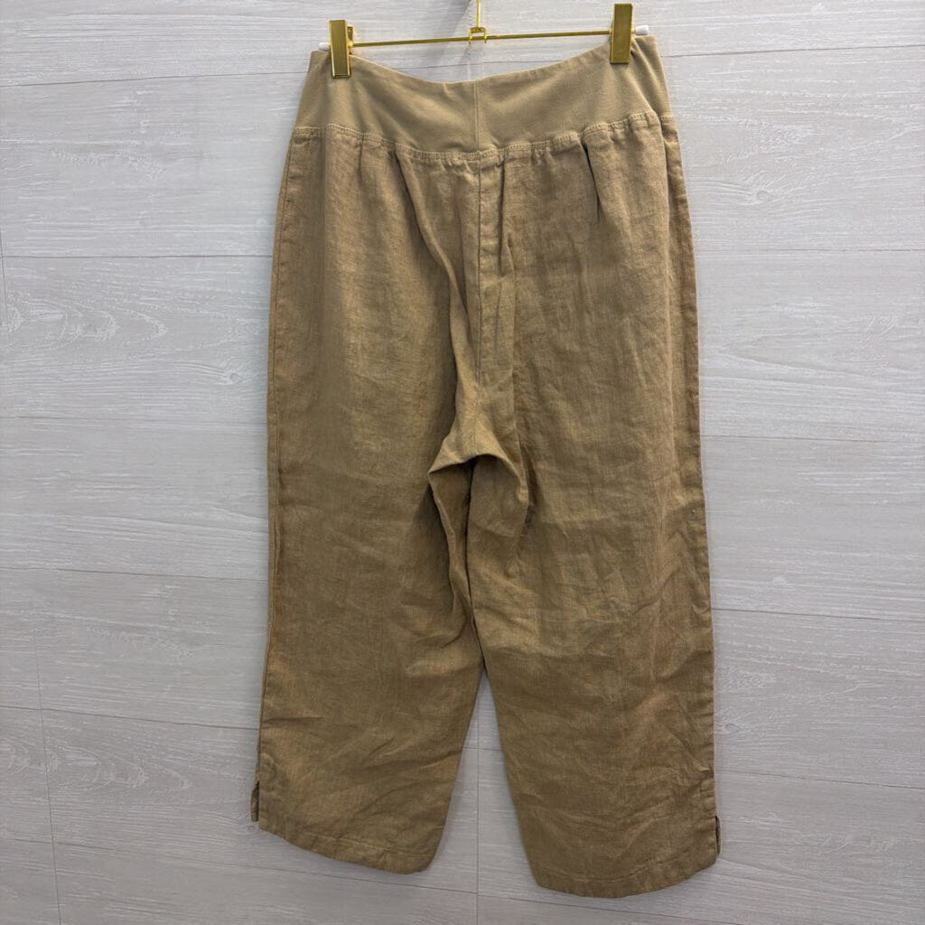 Cut Loose Brown 100% Linen Wide Leg Pull On Pants Small
