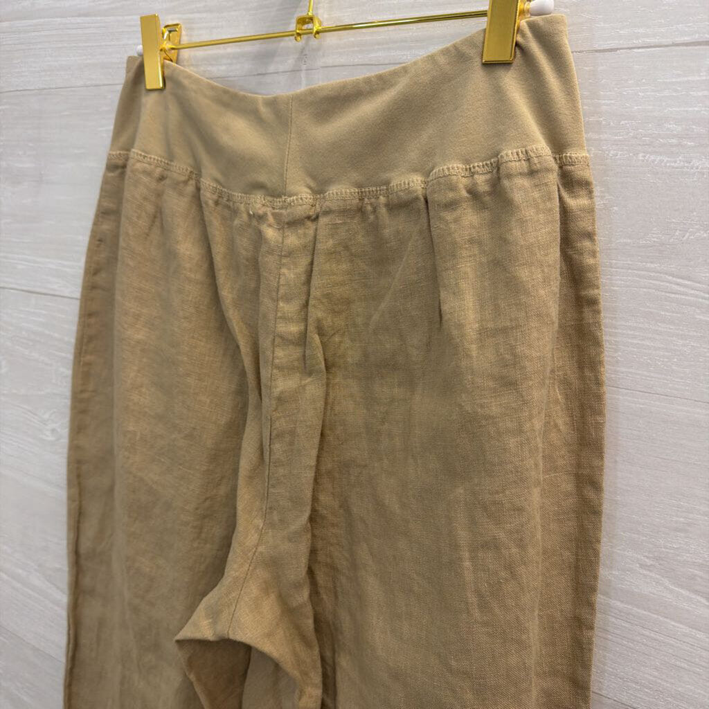 Cut Loose Brown 100% Linen Wide Leg Pull On Pants Small