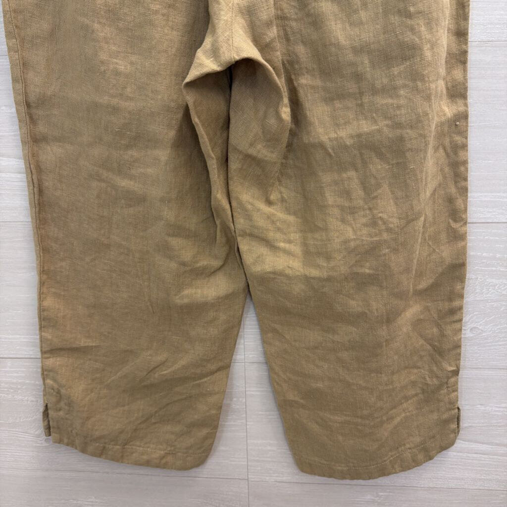 Cut Loose Brown 100% Linen Wide Leg Pull On Pants Small